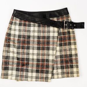 Alexander McQueen McQ Vintage leather Plaid Skirt size small waist 26 size 4